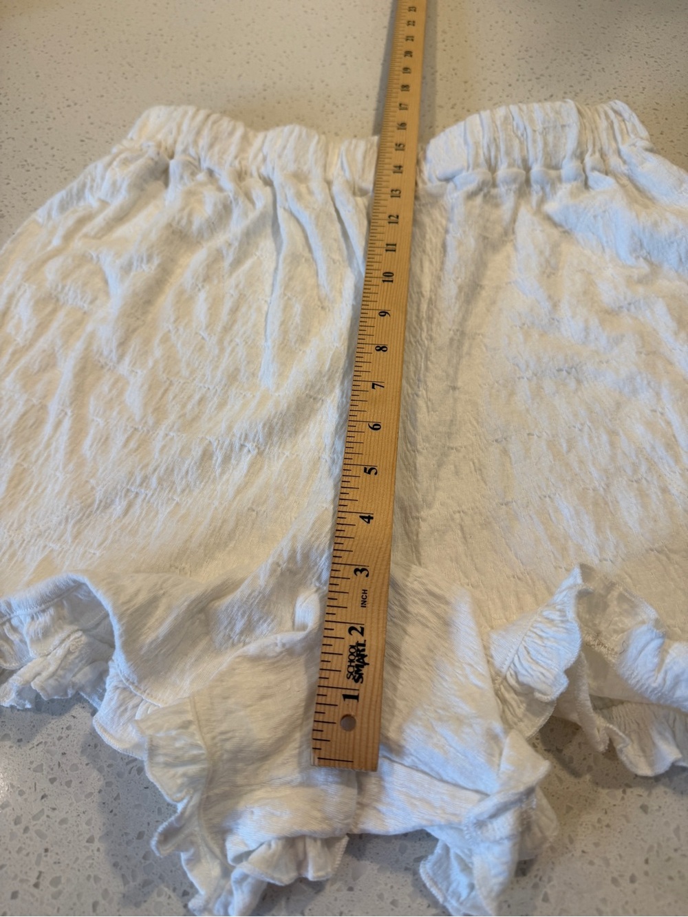 High Waist Ruffle Cotton Shorts - White - Picture 7 of 13